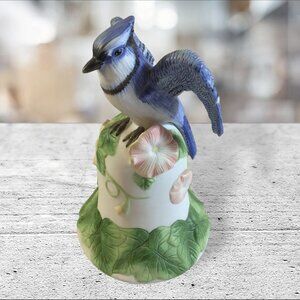 Avon Collectible Bell 2001 Blue Jay Porcelain Bird Figurine